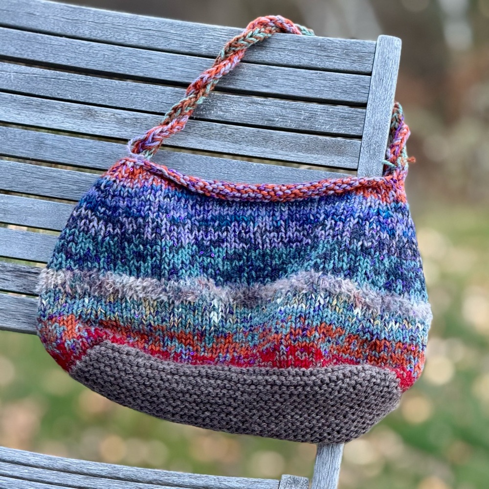 Hand Crafted Colorful Knit Shoulder Bag - Picture 4 of 16